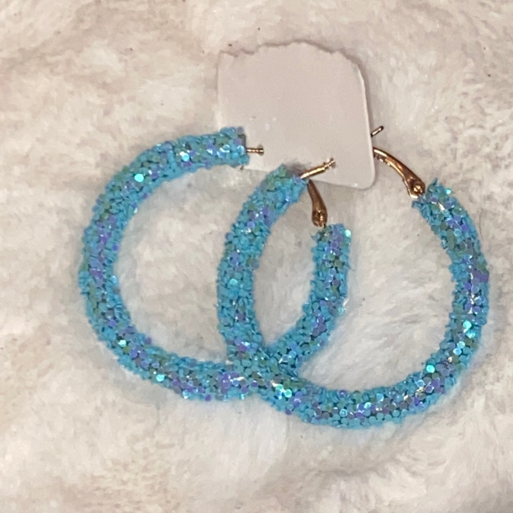 NEW! Icy Blue Sequin Fashion Earrings
